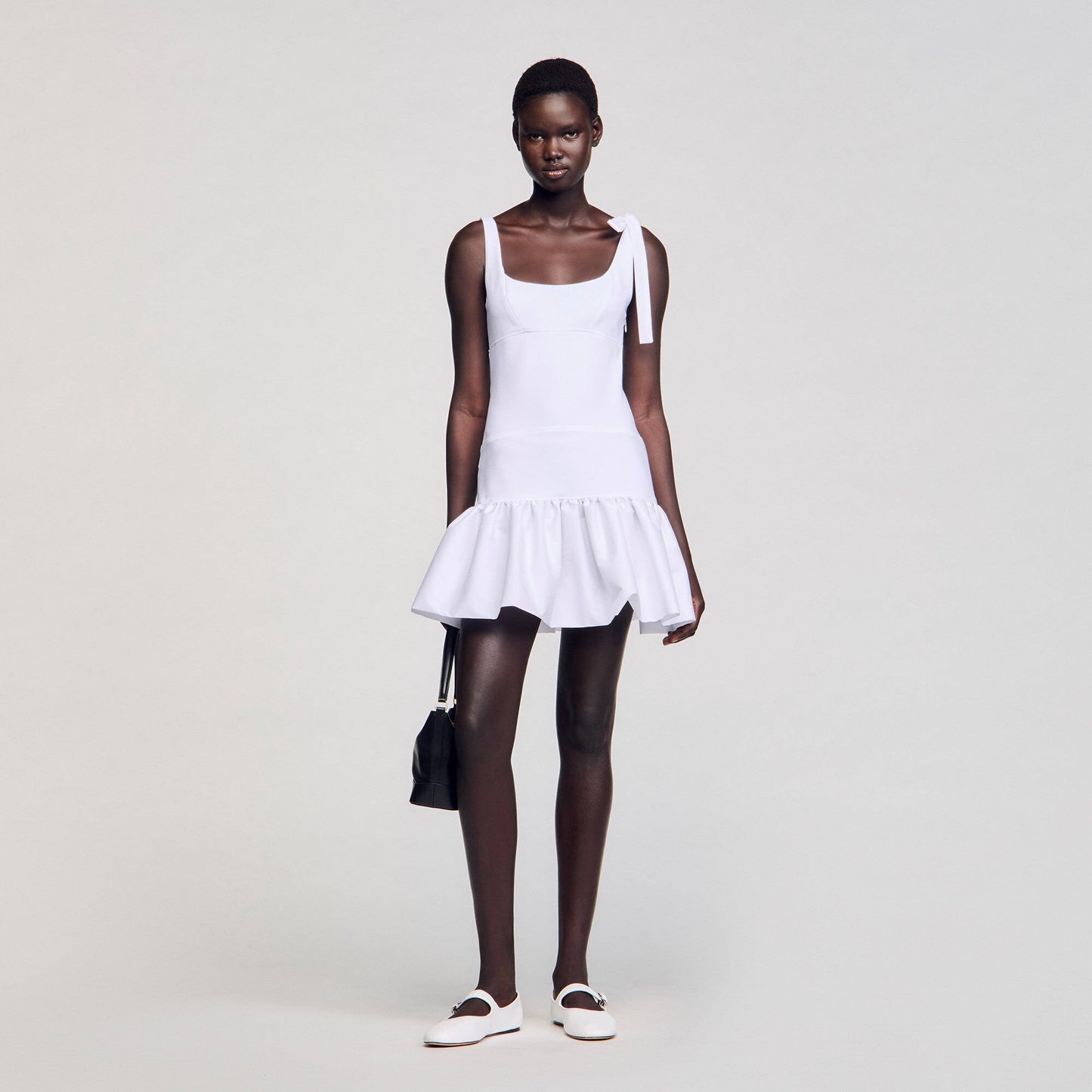 Sandro Dual-material mini dress White
