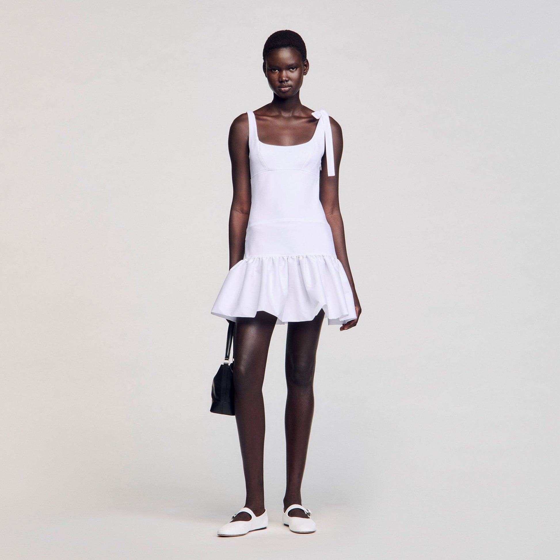 Sandro Dual-material mini dress White