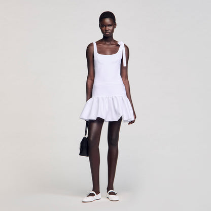 Sandro Dual-material mini dress White
