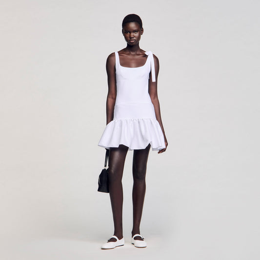 Sandro Dual-material mini dress White