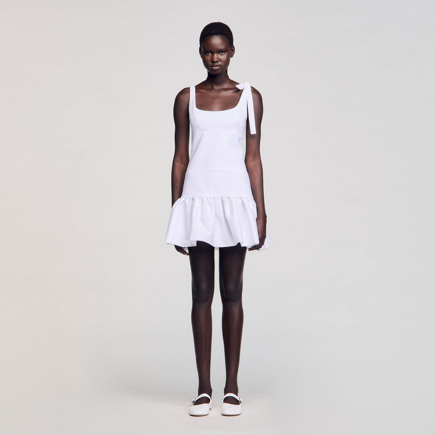 Sandro Dual-material mini dress White