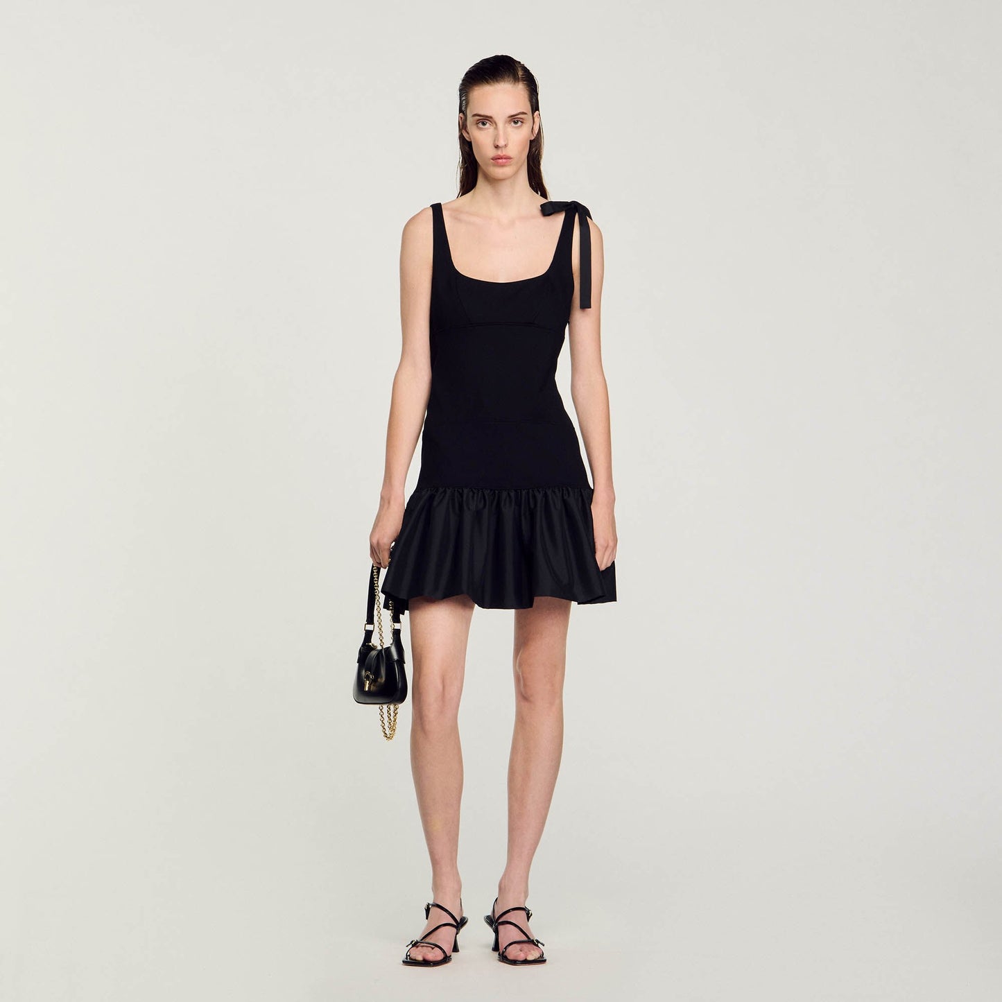 Sandro Dual-material mini dress Black