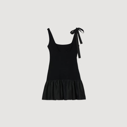 Sandro Dual-material mini dress Black