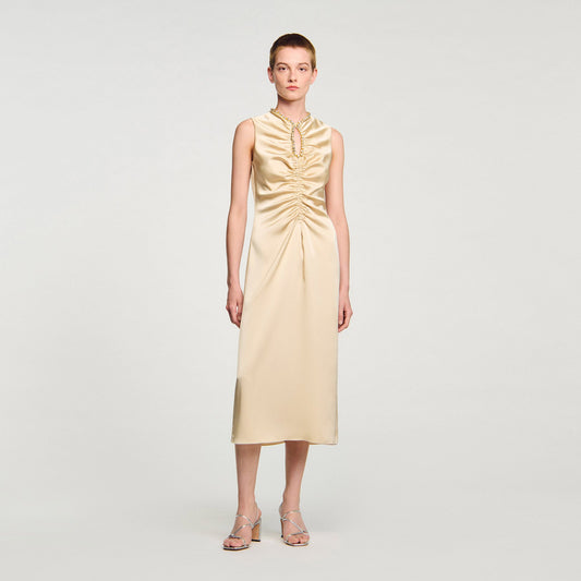 Sandro Rhinestone midi dress Sand