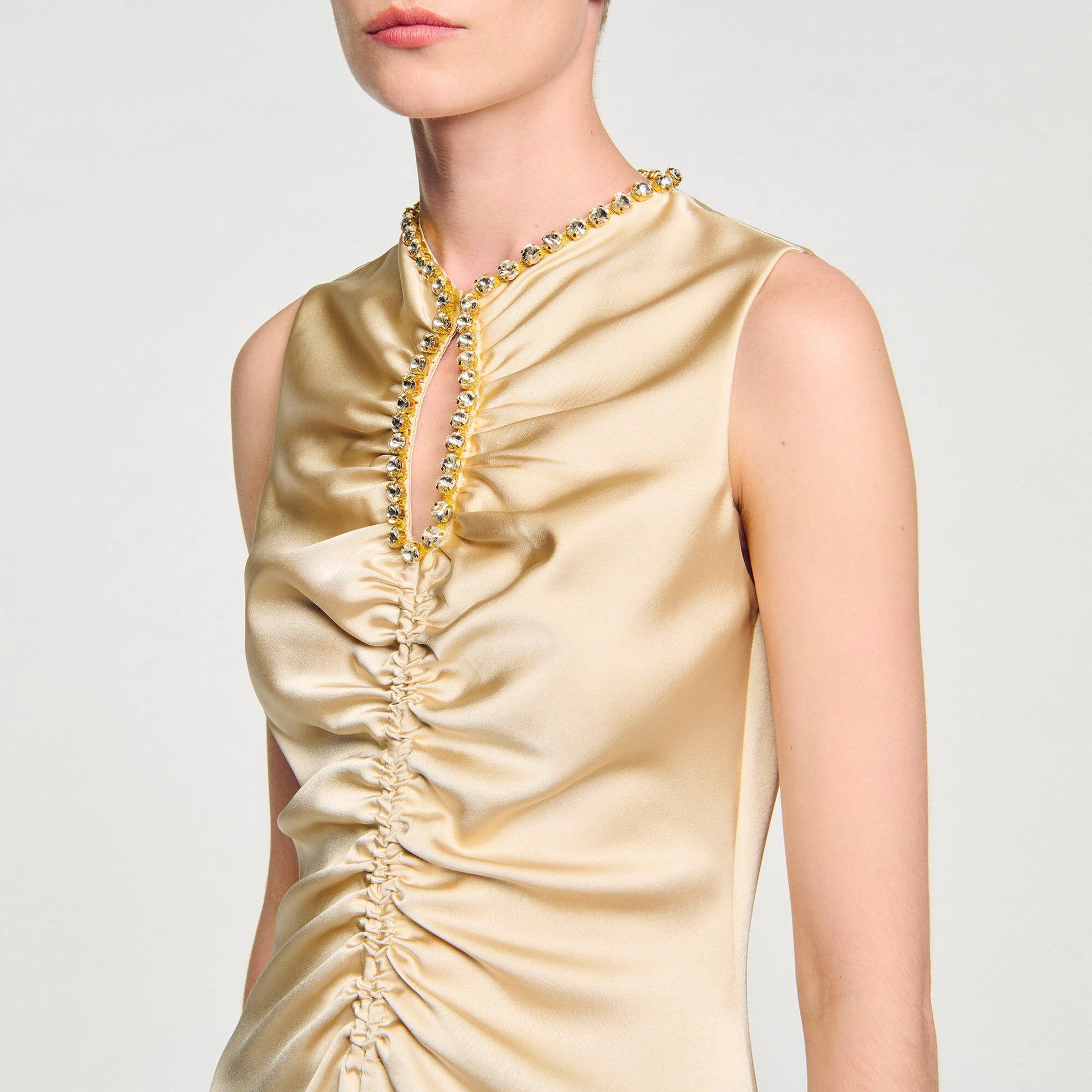 Sandro Rhinestone midi dress Sand