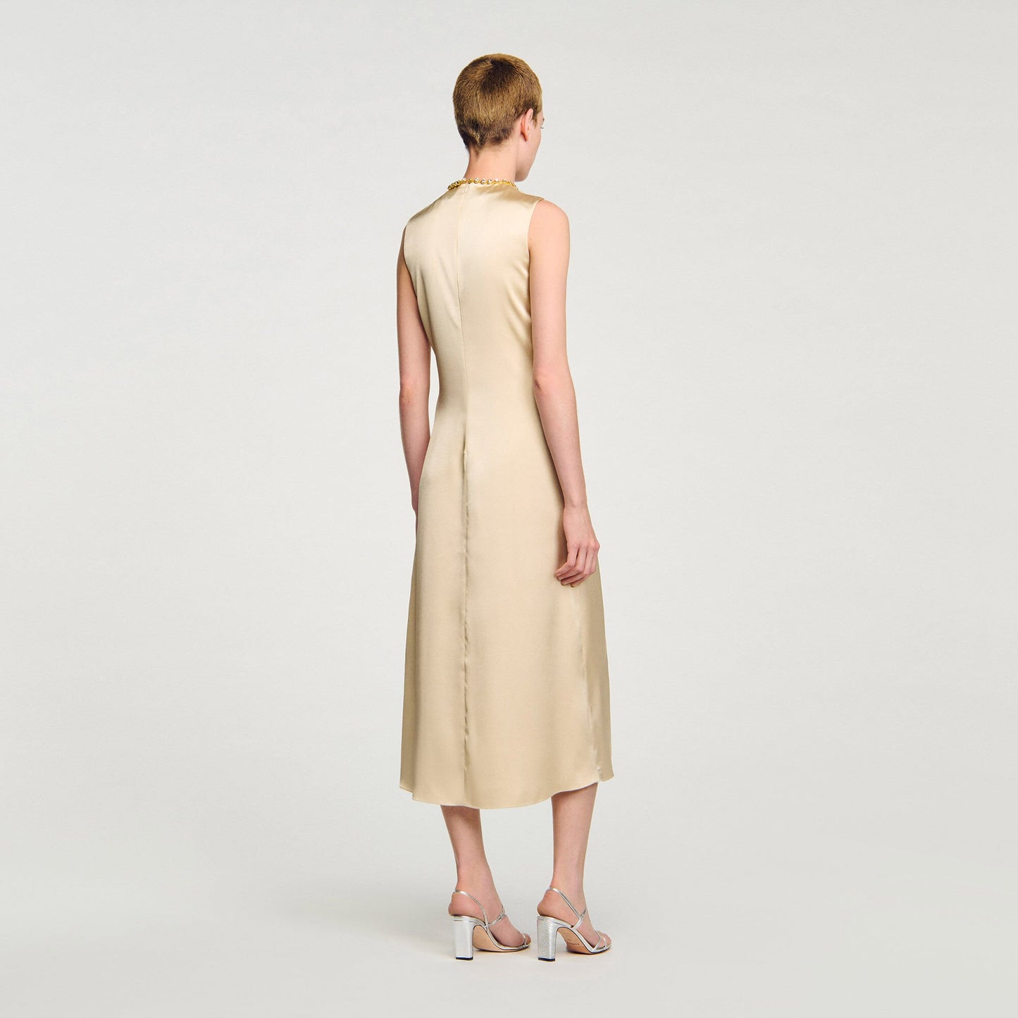 Sandro Rhinestone midi dress Sand