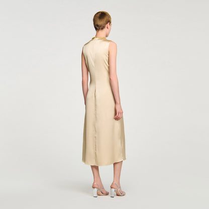 Sandro Rhinestone midi dress Sand