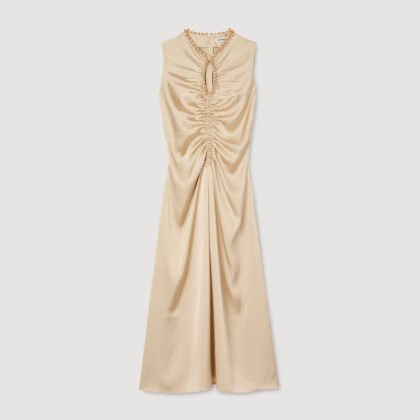 Sandro Rhinestone midi dress Sand