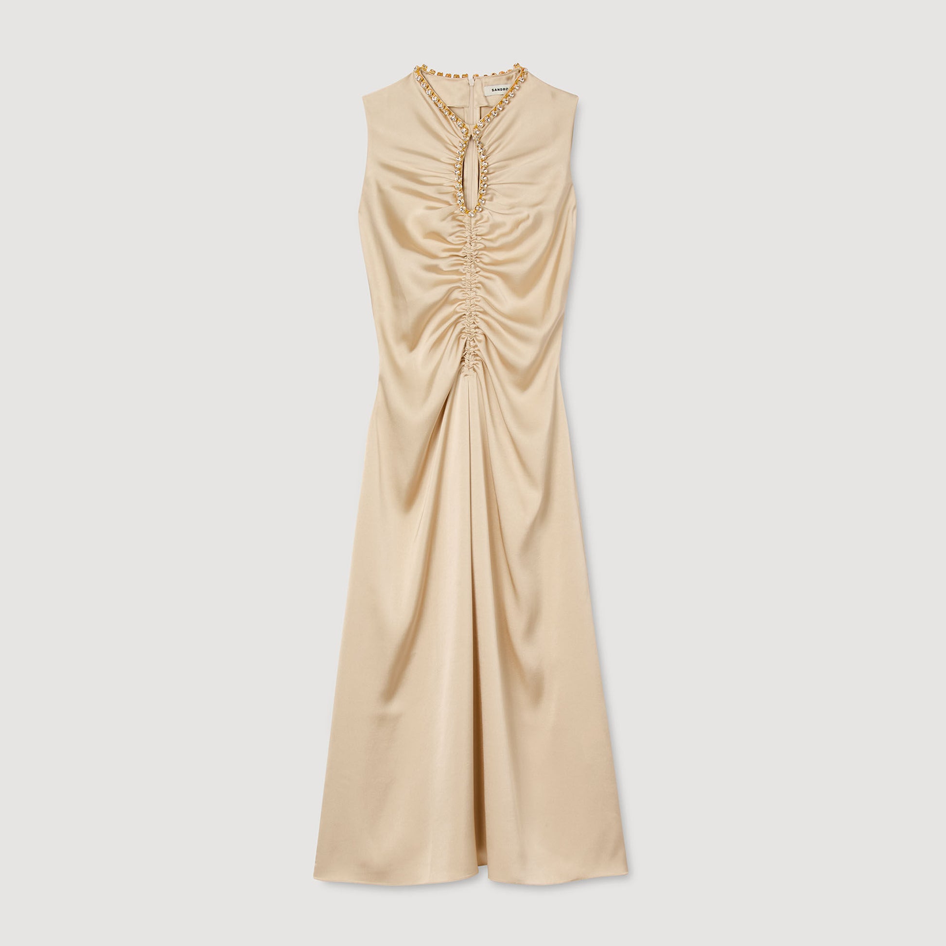Sandro Rhinestone midi dress Sand