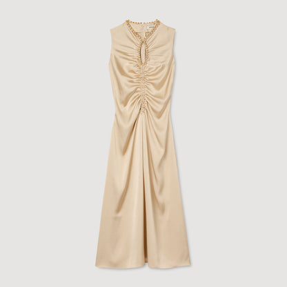 Sandro Rhinestone midi dress Sand