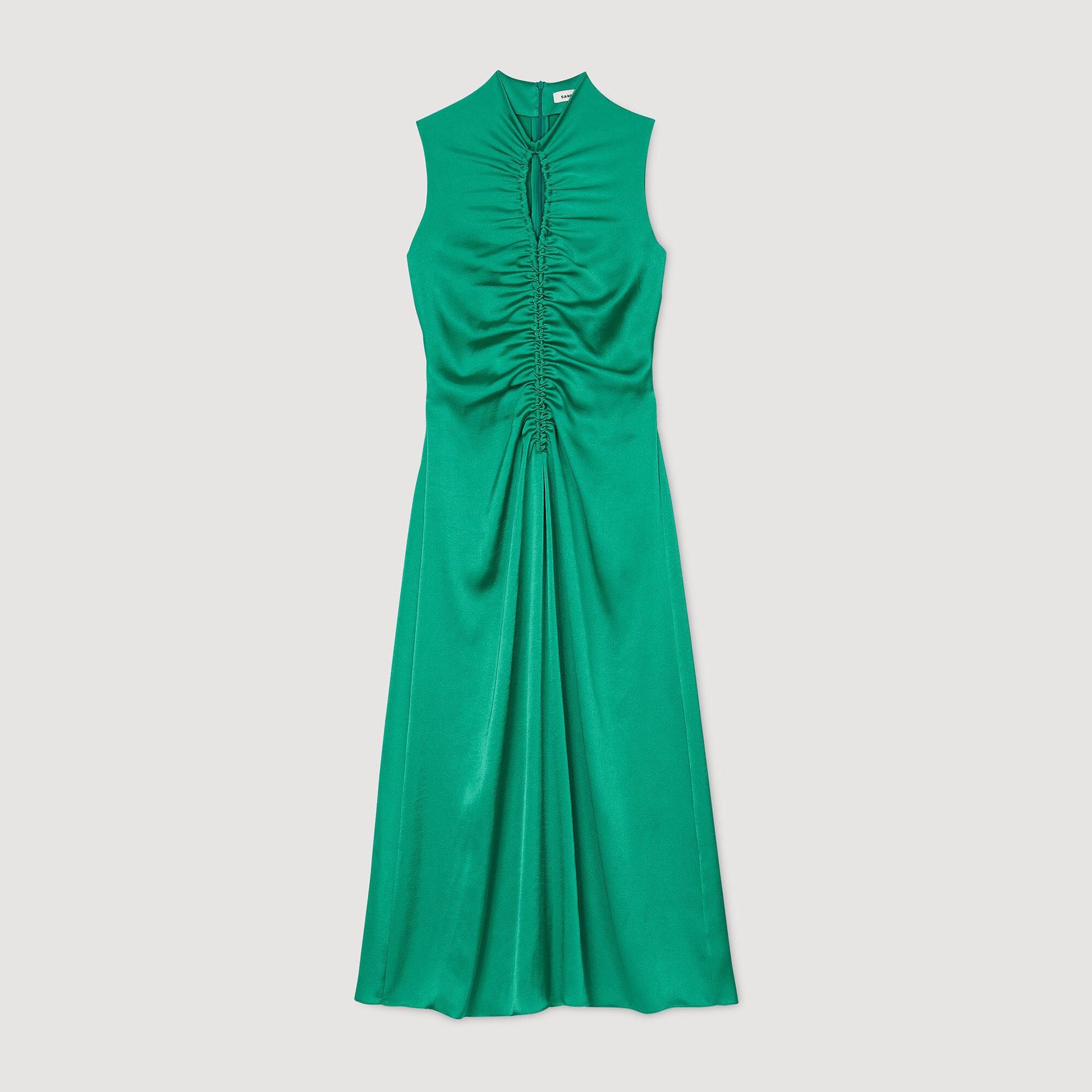 Sandro Draped satin-effect dress Emeuraude Green