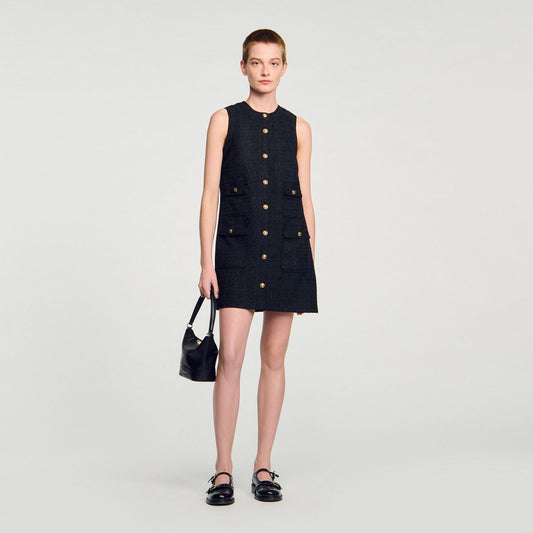 Sandro Mini tweed dress Black