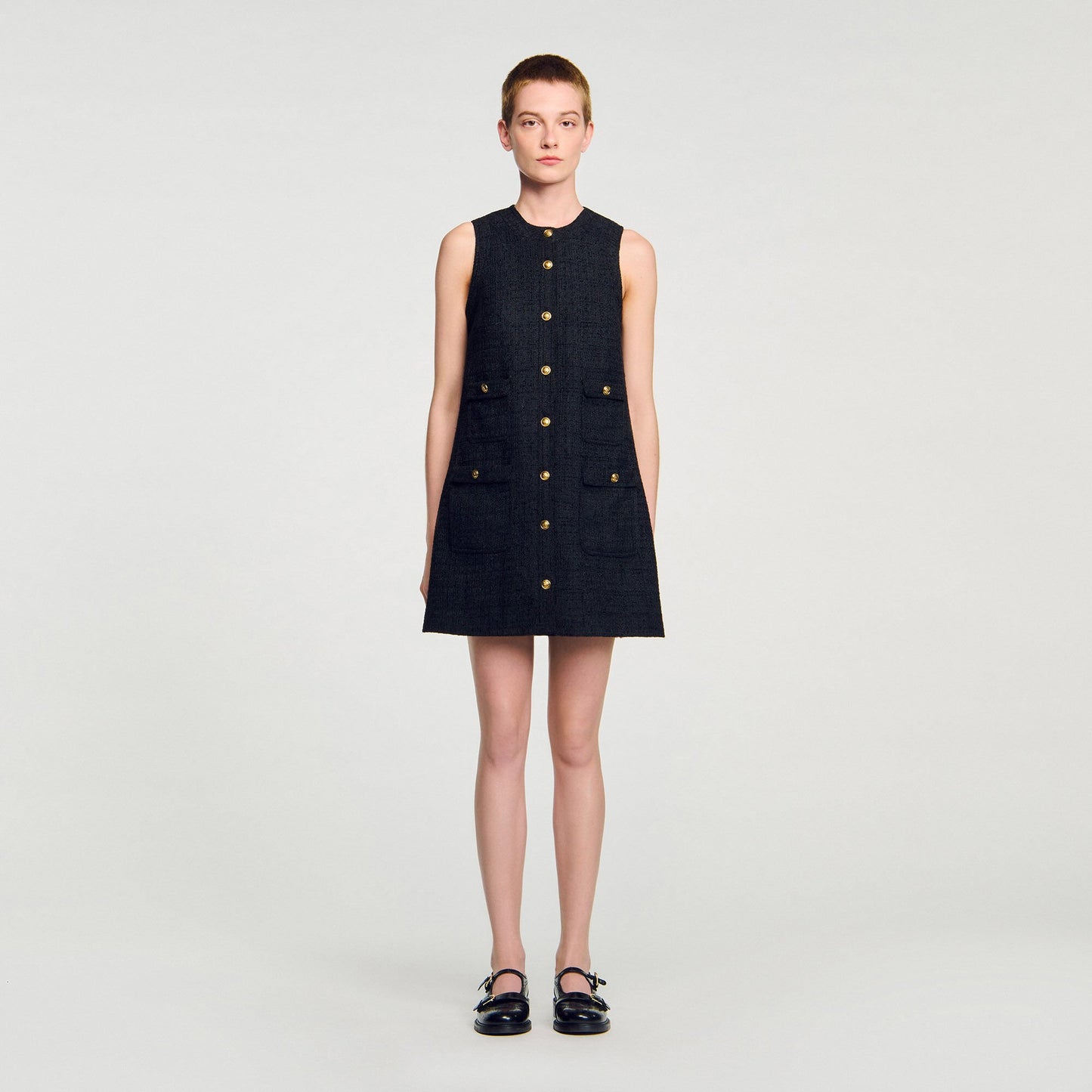 Sandro Mini tweed dress Black