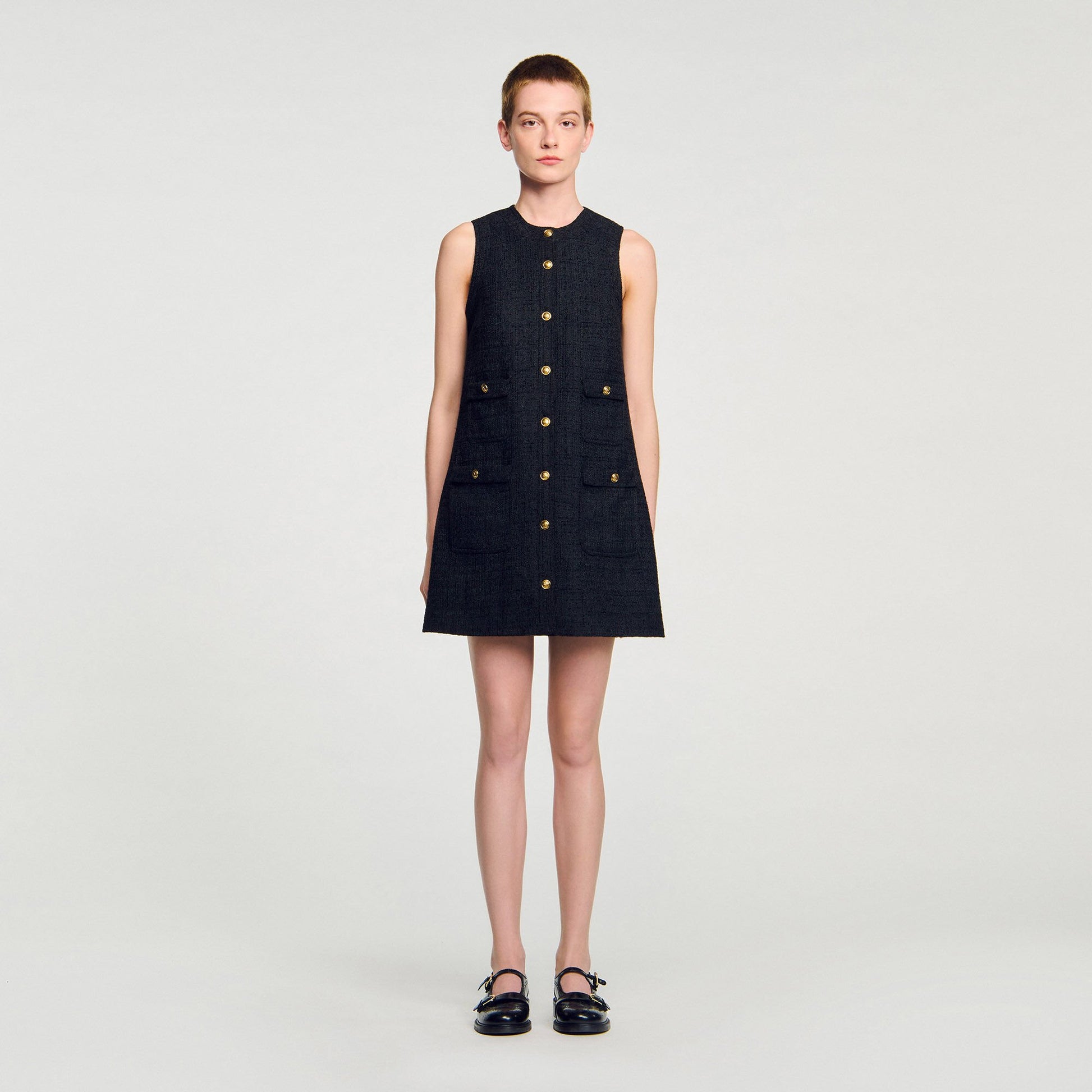 Sandro Mini tweed dress Black