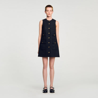 Sandro Mini tweed dress Black
