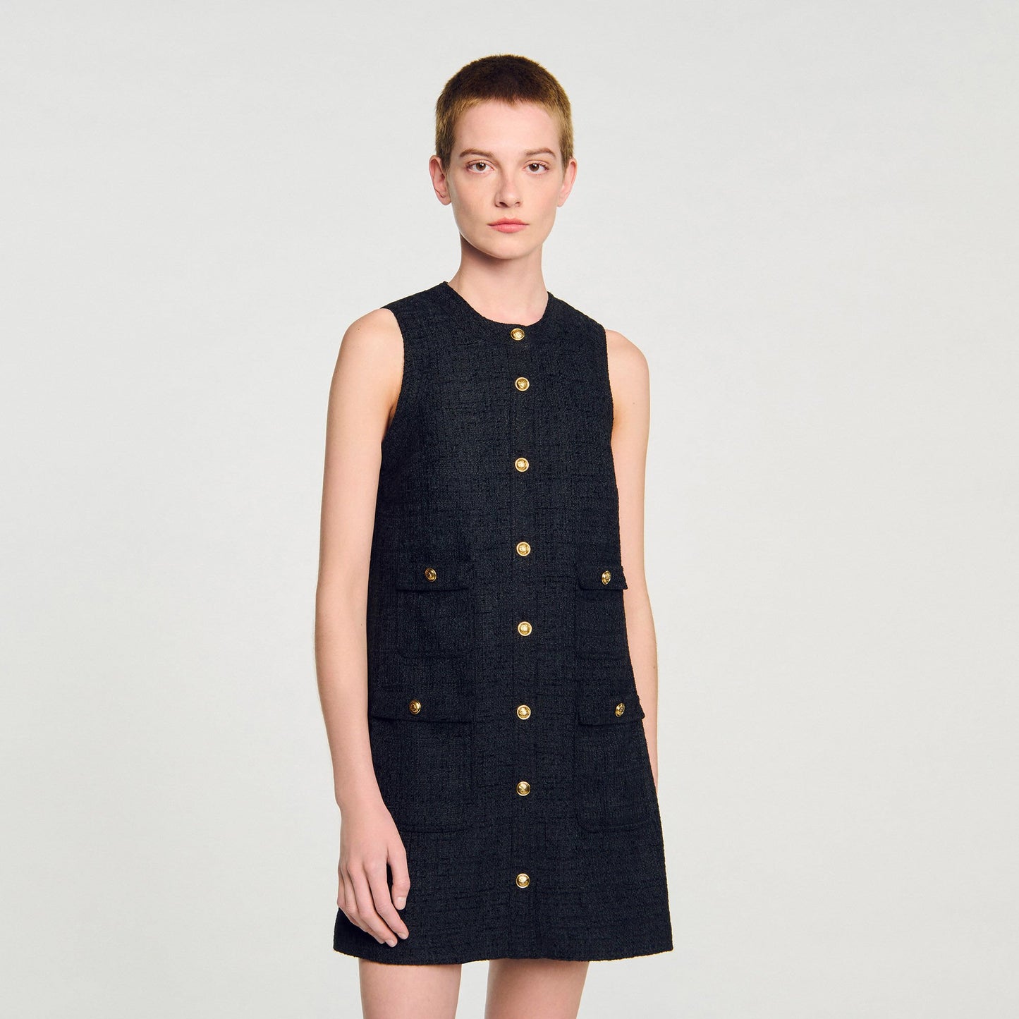 Sandro Mini tweed dress Black