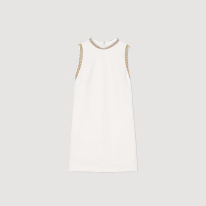 Sandro mini dress with rhinestone details Ecru