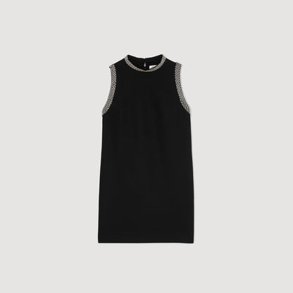 Sandro mini dress with rhinestone details Black