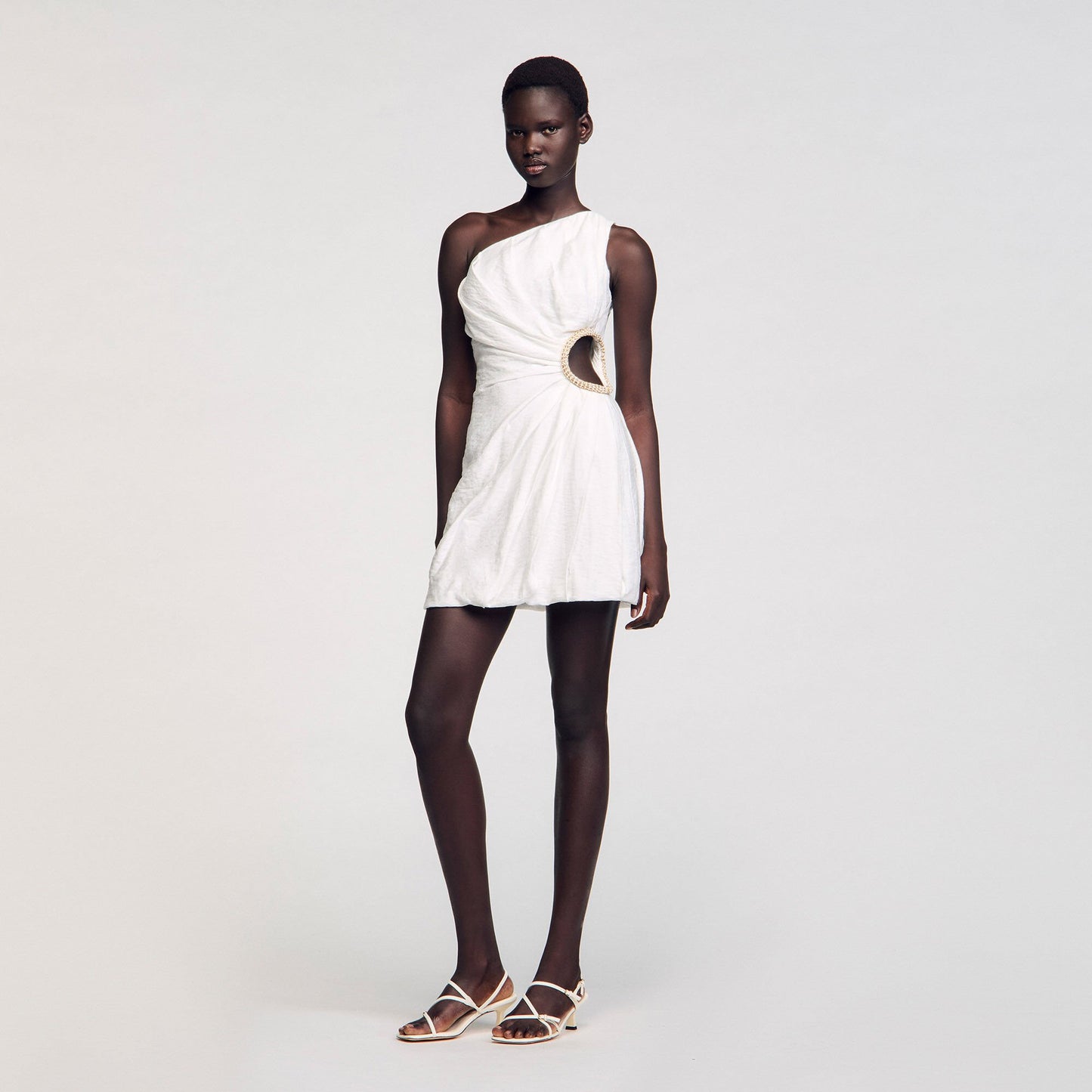 Sandro Mini asymmetrical dress White