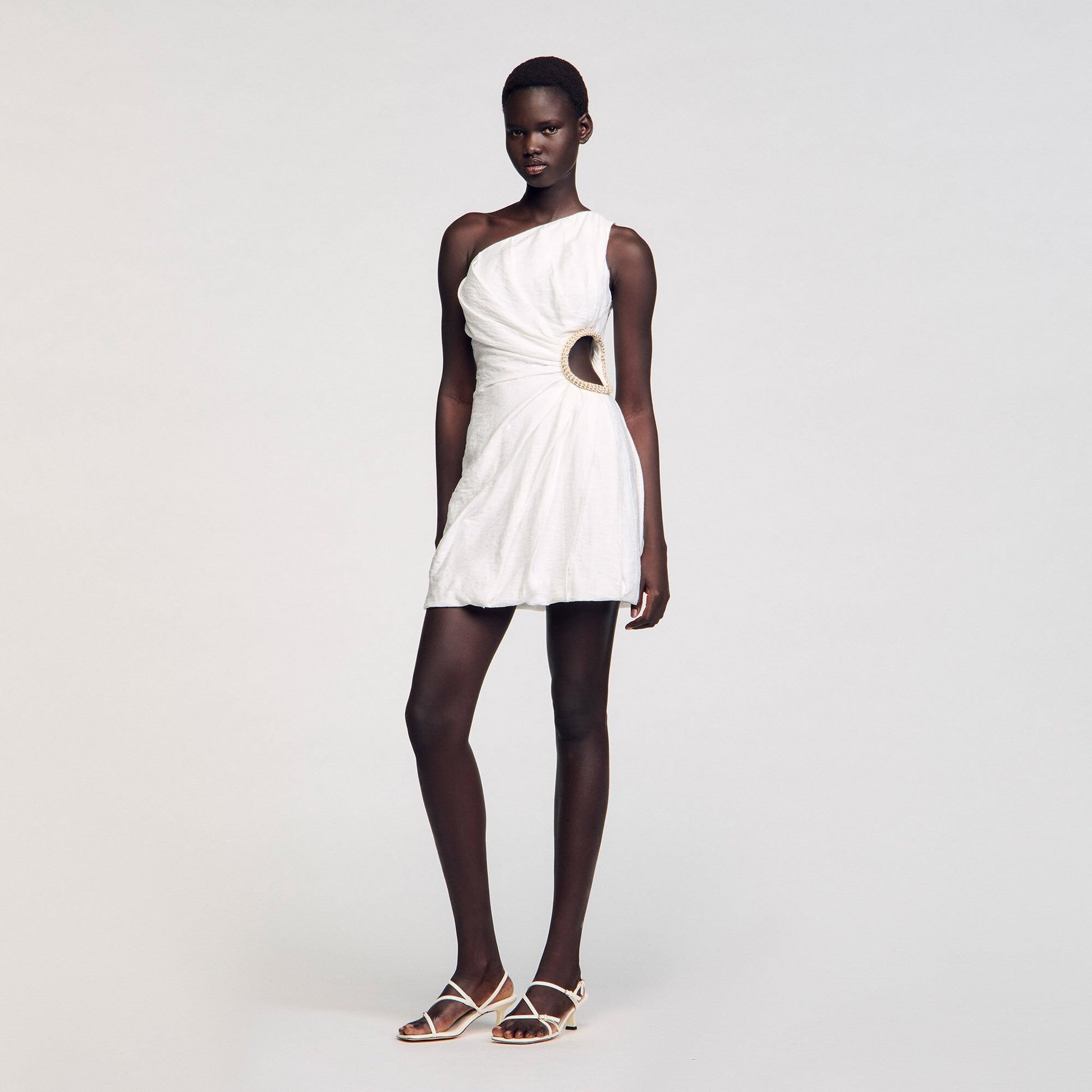 Sandro Mini asymmetrical dress White