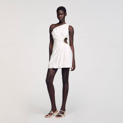 Sandro Mini asymmetrical dress White