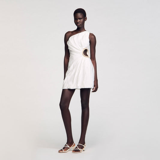 Sandro Mini asymmetrical dress White