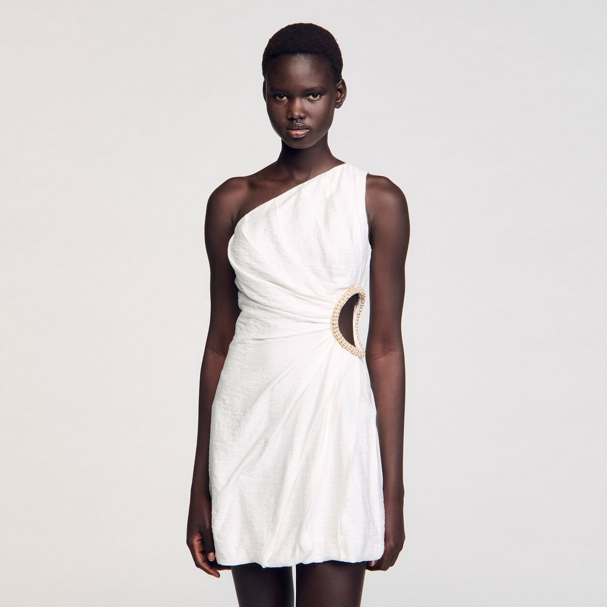 Sandro Mini asymmetrical dress White