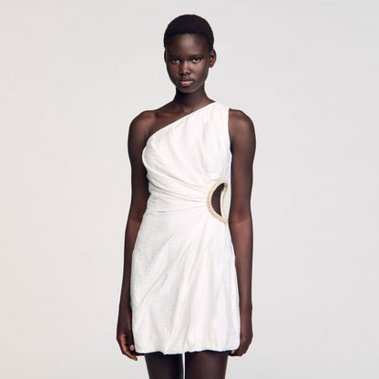 Sandro Mini asymmetrical dress White