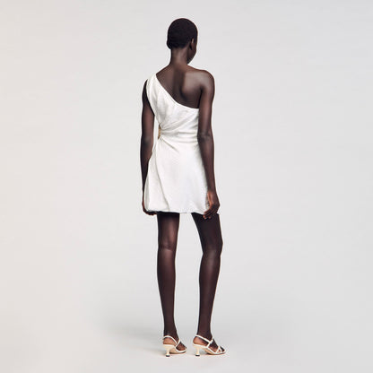 Sandro Mini asymmetrical dress White