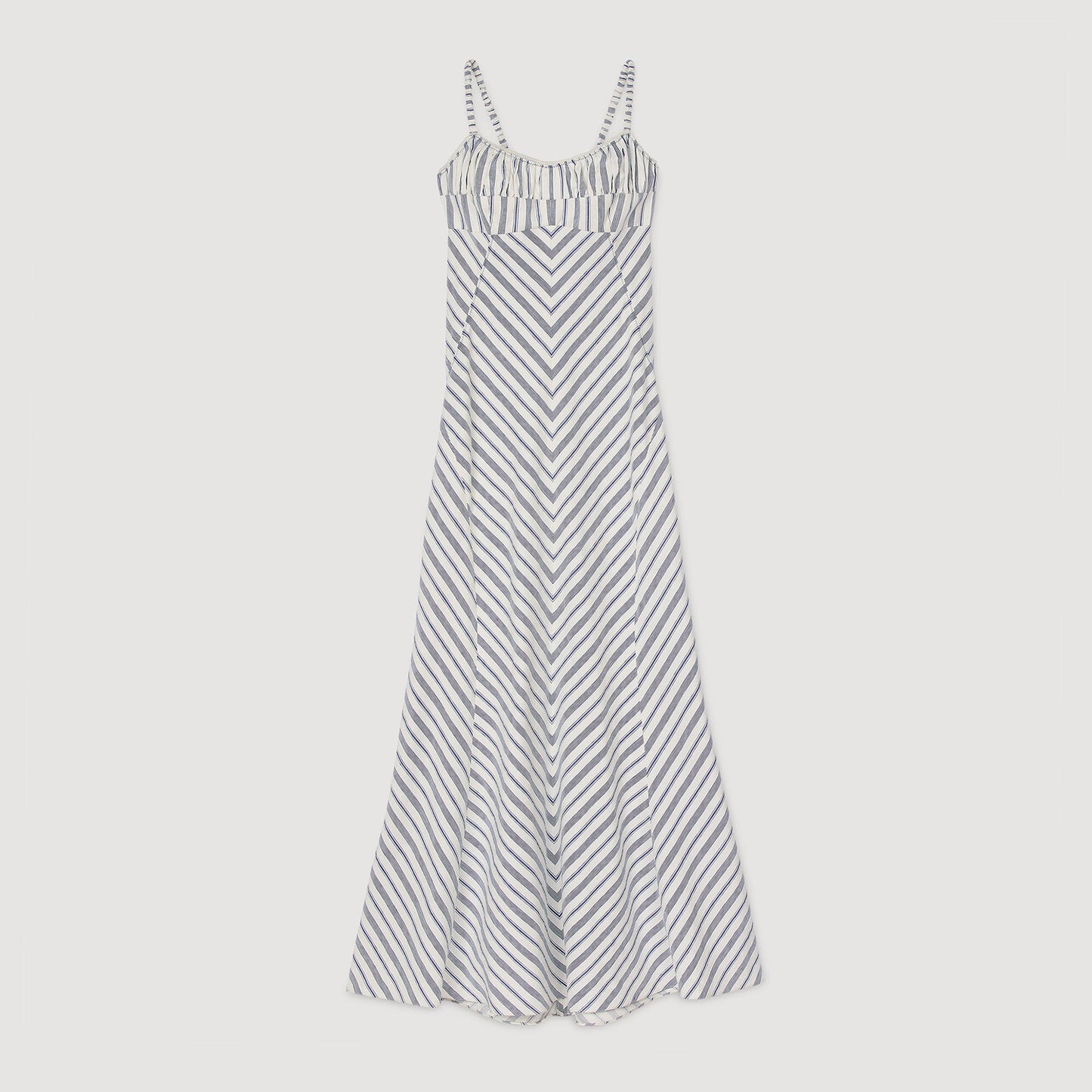 Sandro Striped maxi dress with straps Blue / Ecru