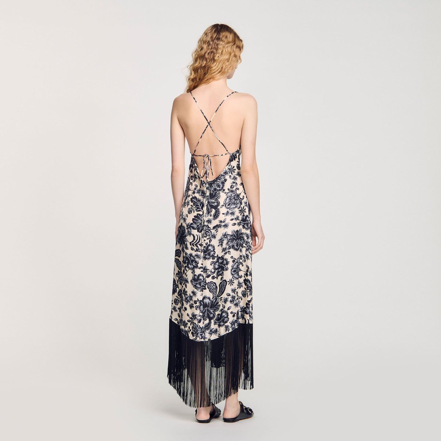 Sandro Floral print maxi dress Ecru / Black