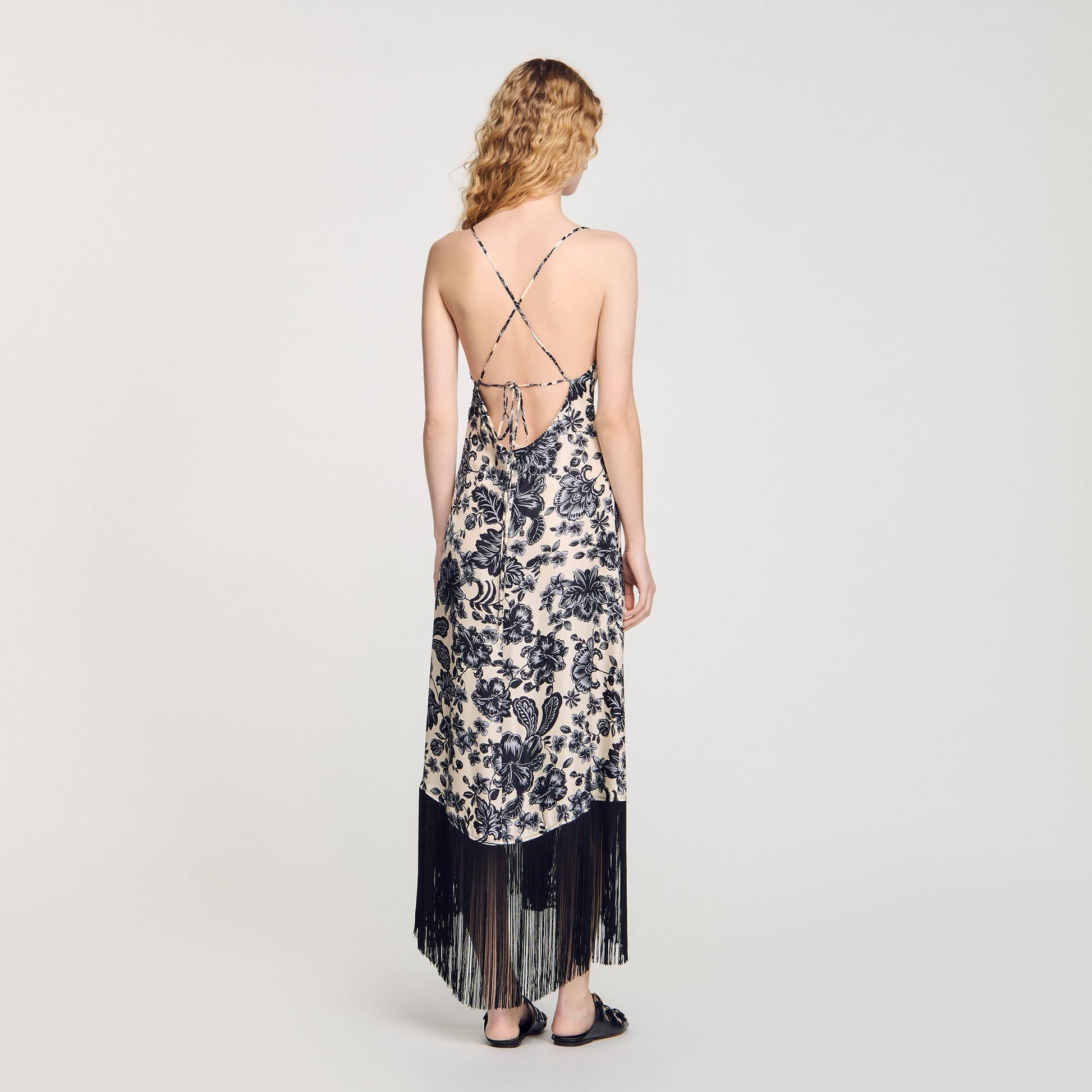 Sandro Floral print maxi dress Ecru / Black
