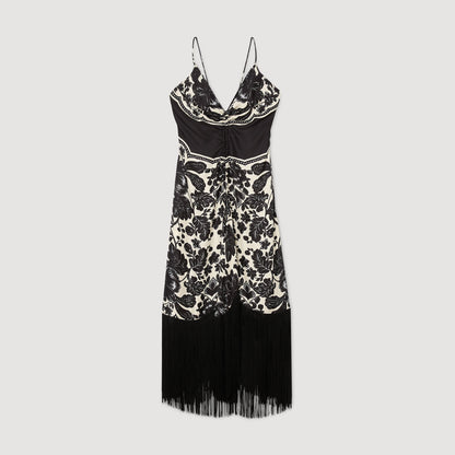 Sandro Floral print maxi dress Ecru / Black