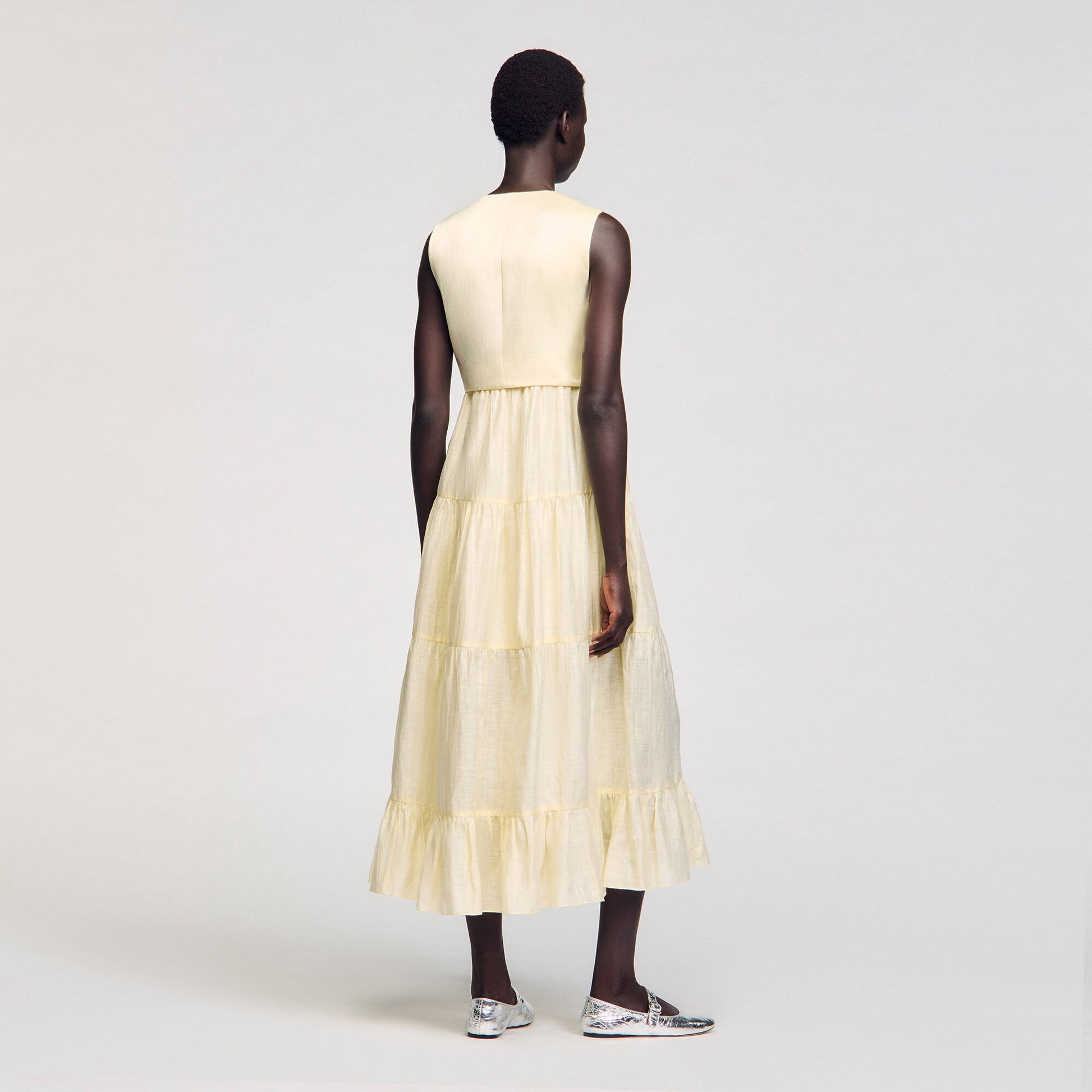 Sandro Linen maxi dress Light Yellow