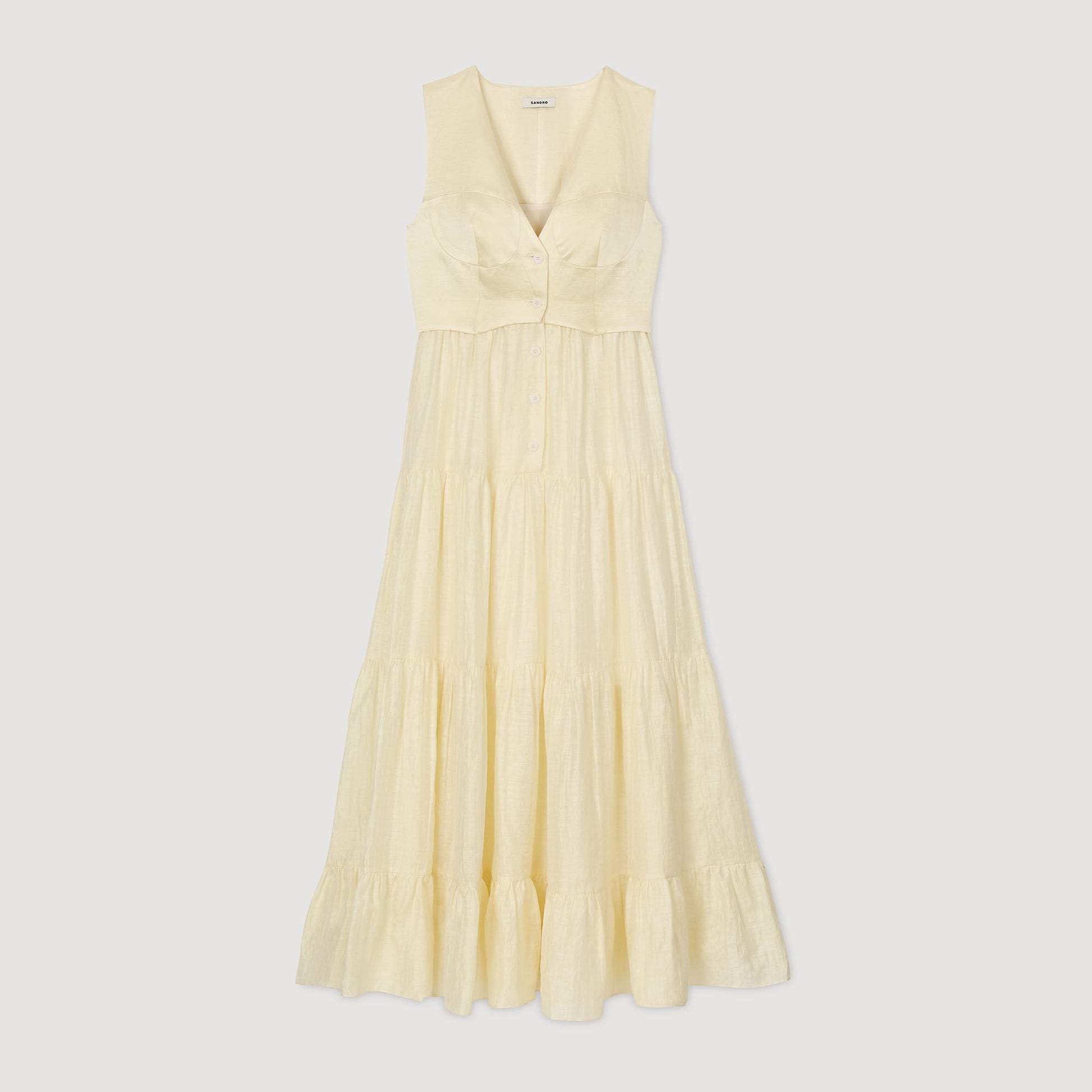 Sandro Linen maxi dress Light Yellow