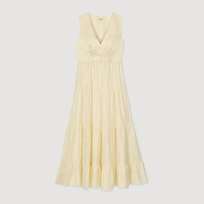 Sandro Linen maxi dress Light Yellow