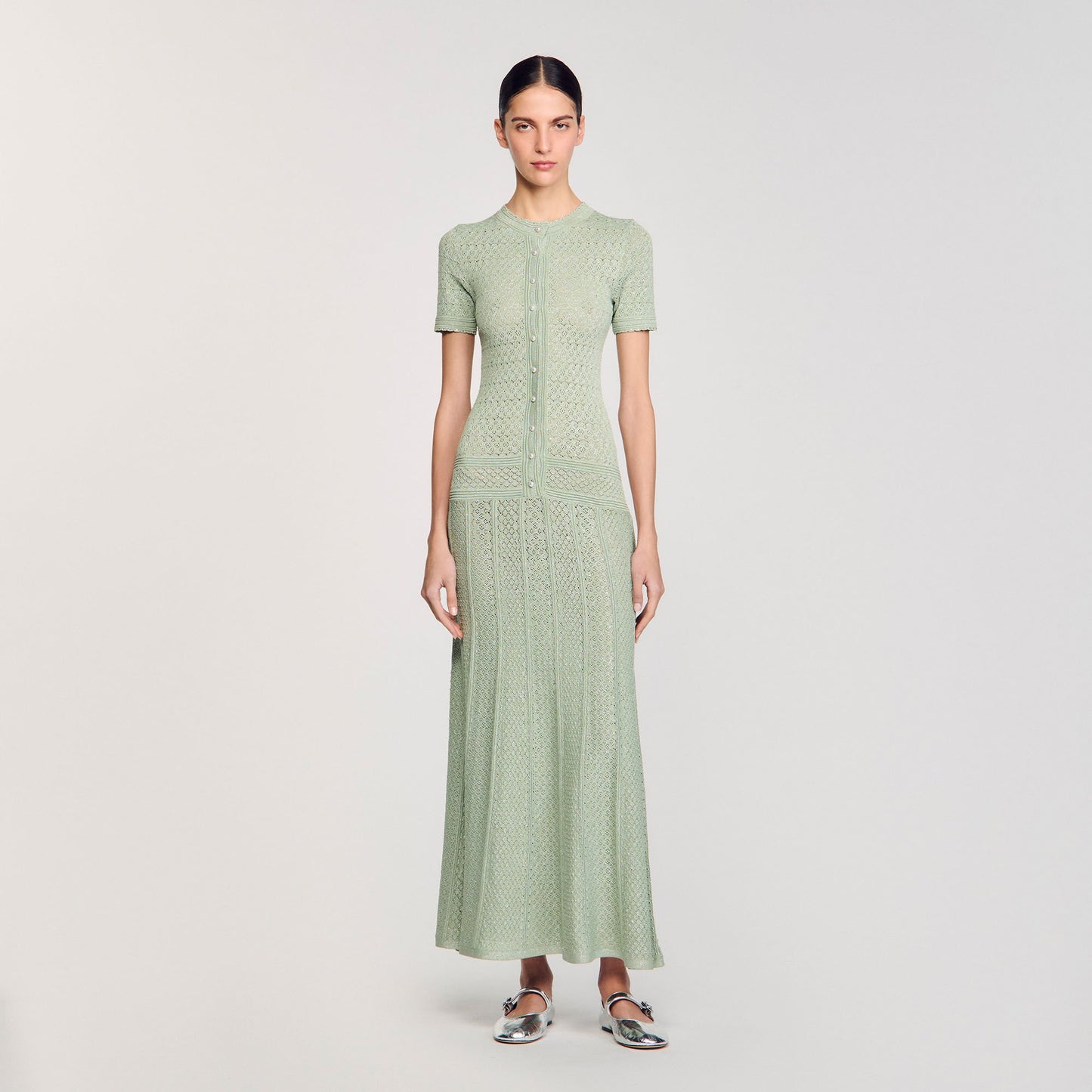 Sandro Knit maxi dress Almond Green