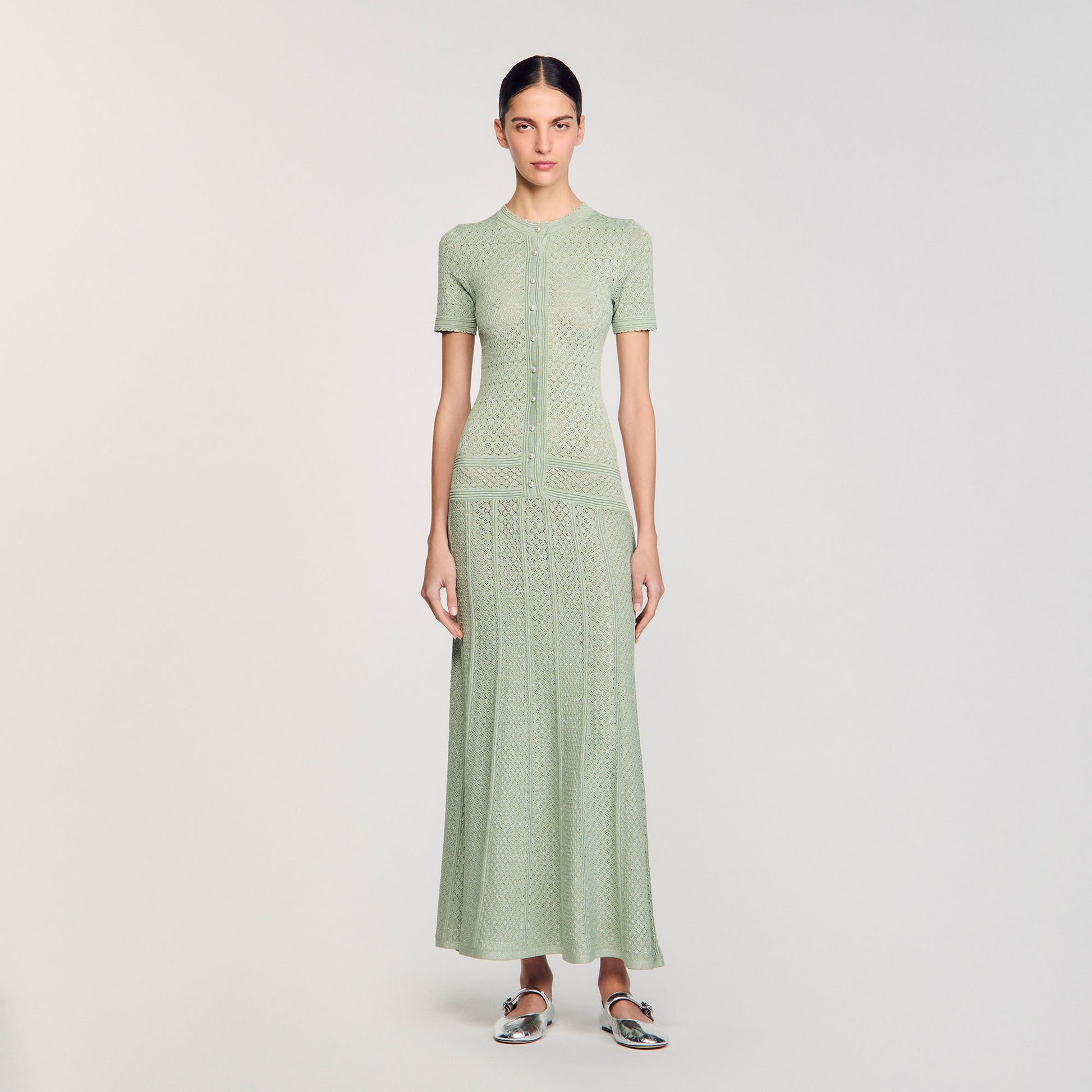 Sandro Knit maxi dress Almond Green