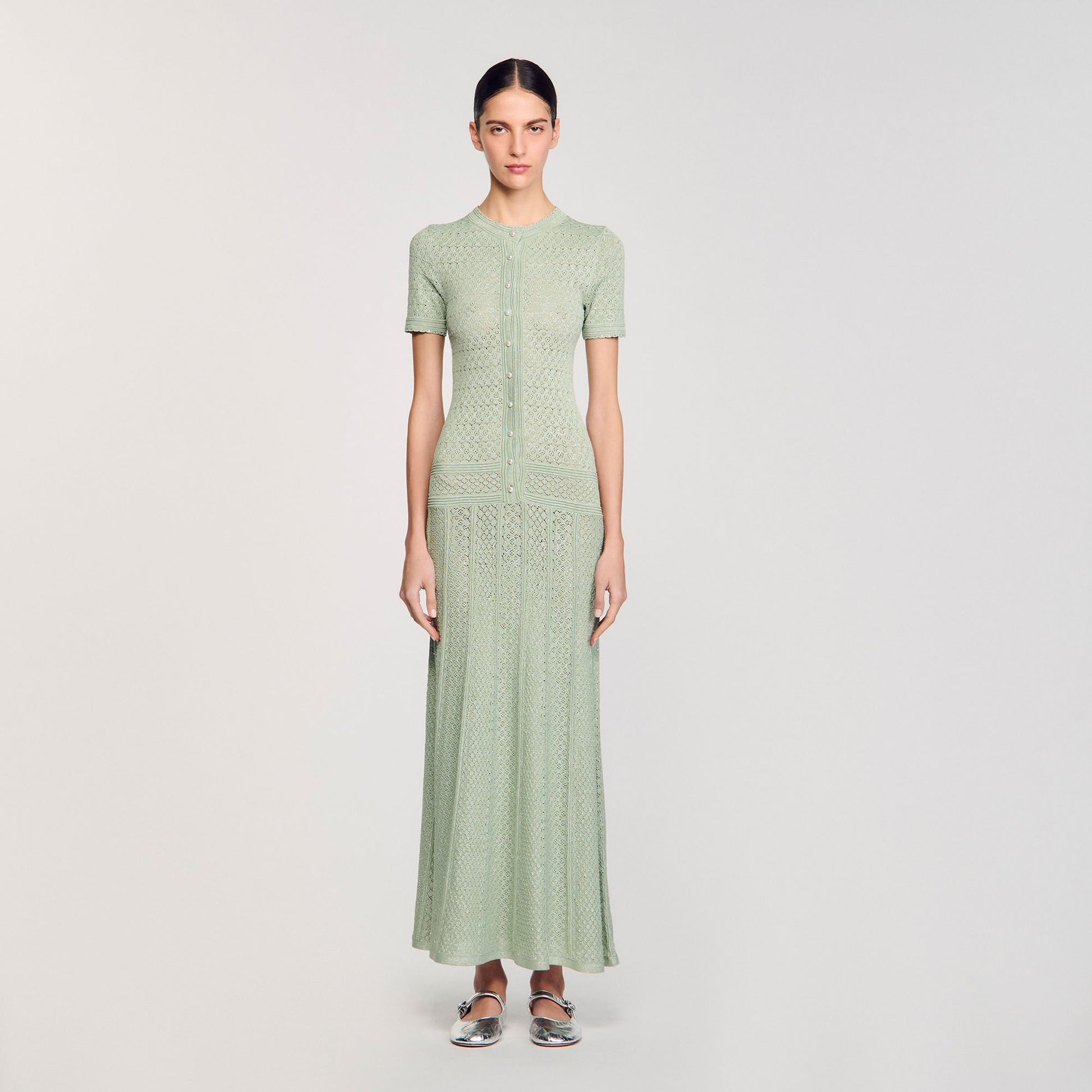 Sandro Knit maxi dress Almond Green