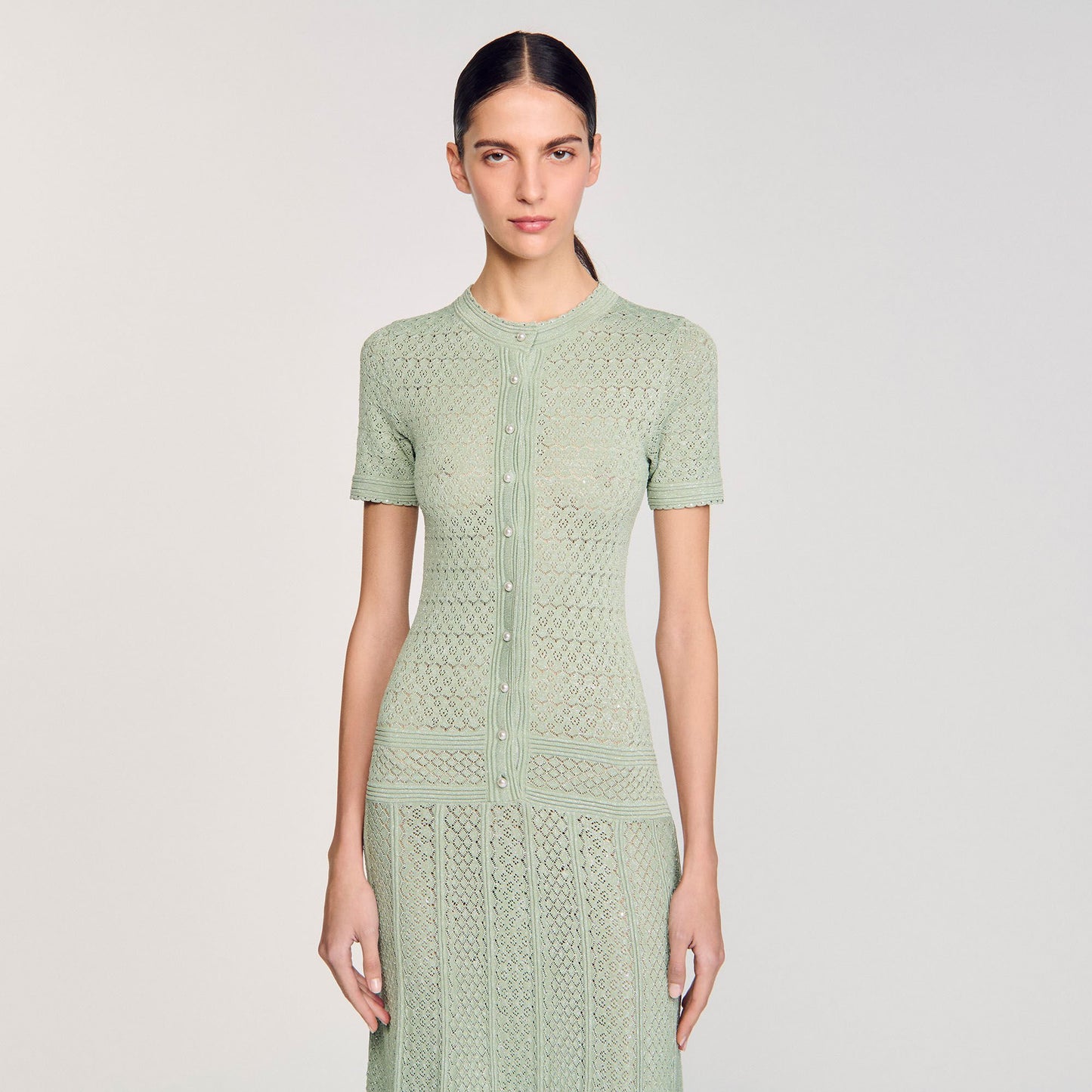 Sandro Knit maxi dress Almond Green