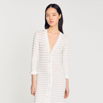 Sandro Maxi dress with pearl details Ecru
