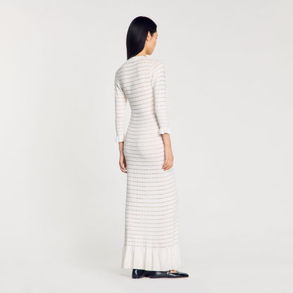 Sandro Maxi dress with pearl details Ecru