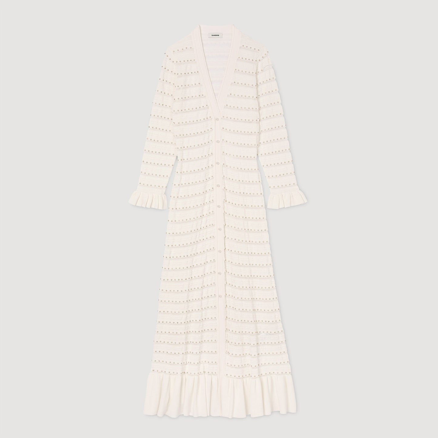 Sandro Maxi dress with pearl details Ecru
