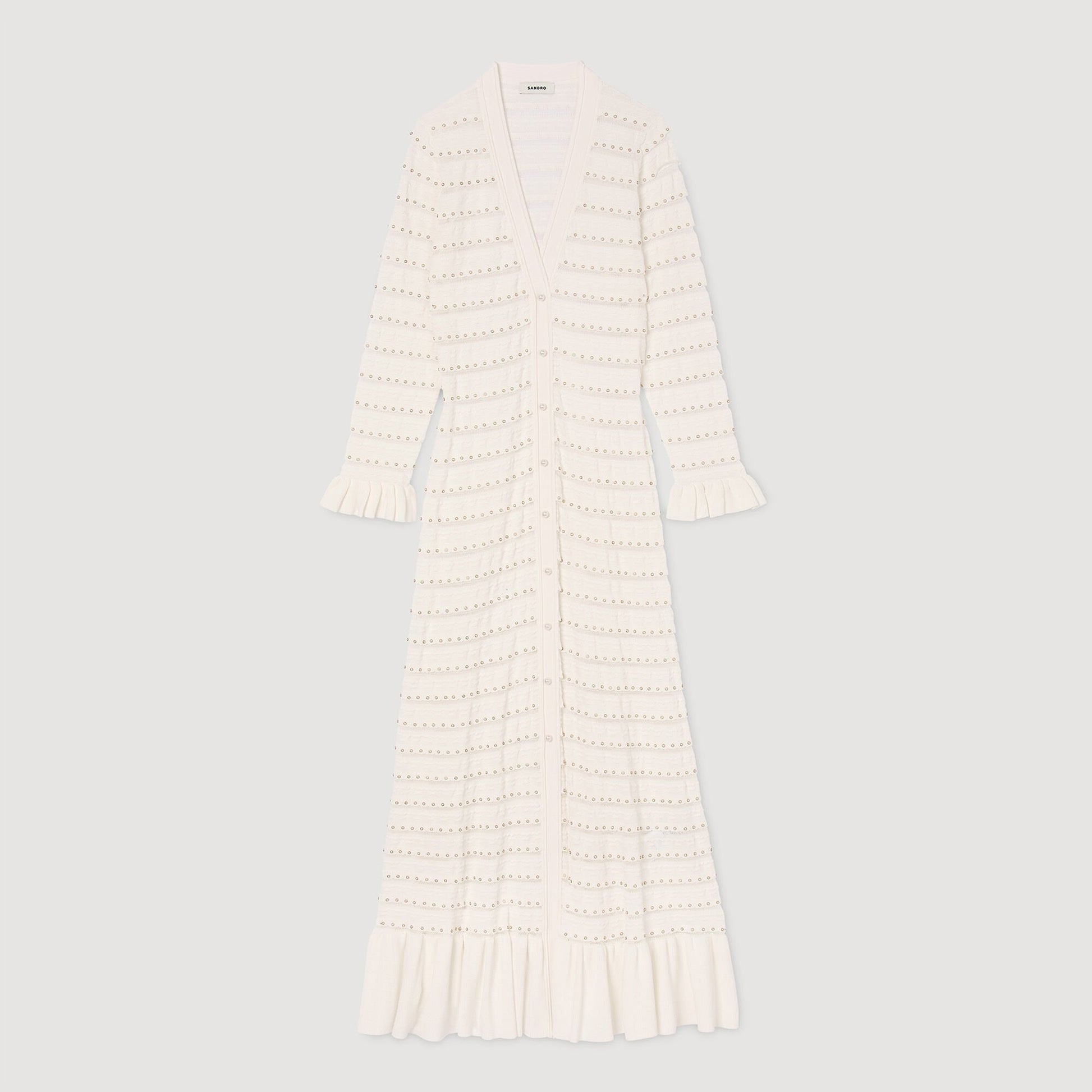 Sandro Maxi dress with pearl details Ecru