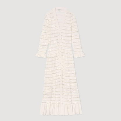 Sandro Maxi dress with pearl details Ecru