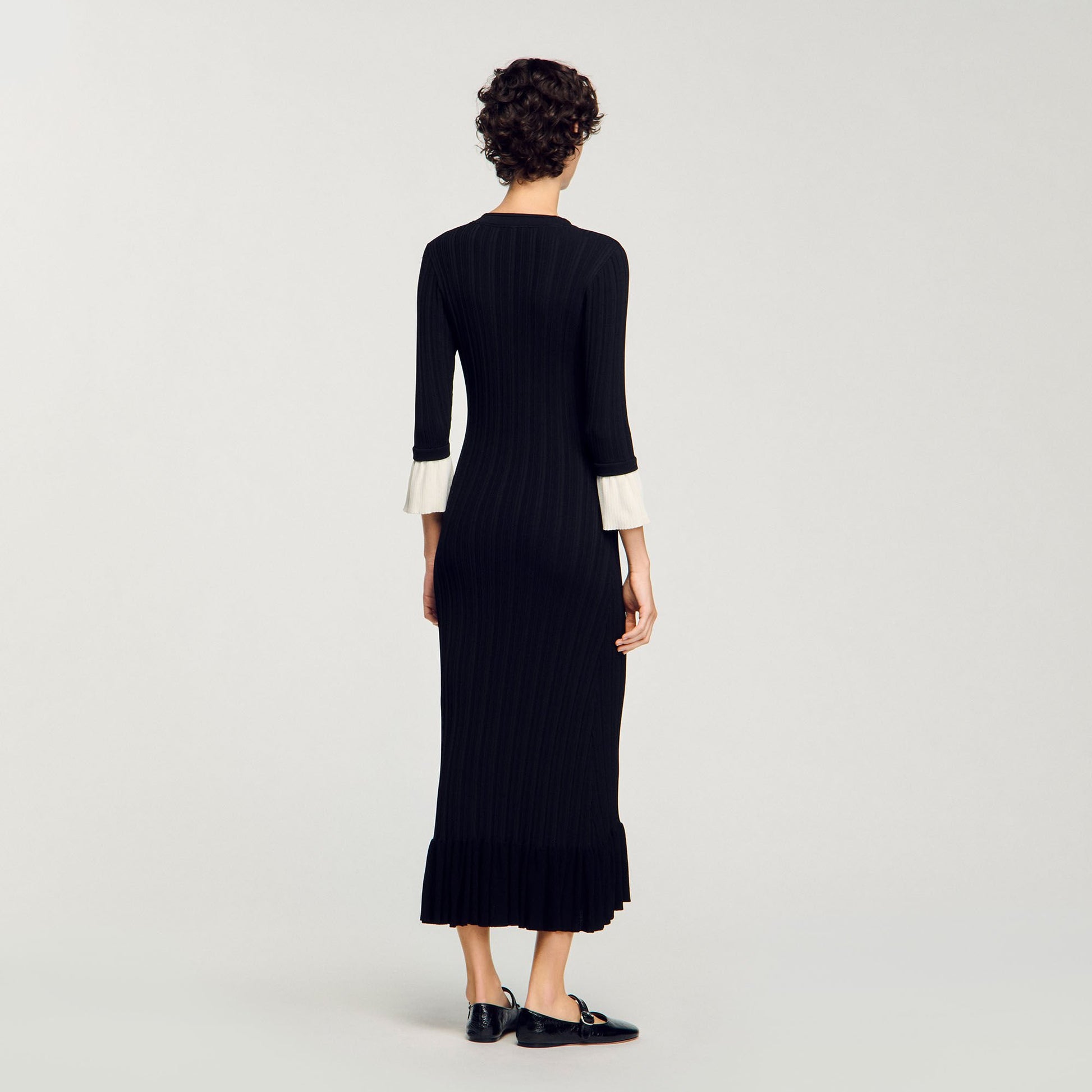 Sandro Two-tone knit maxi dress Black