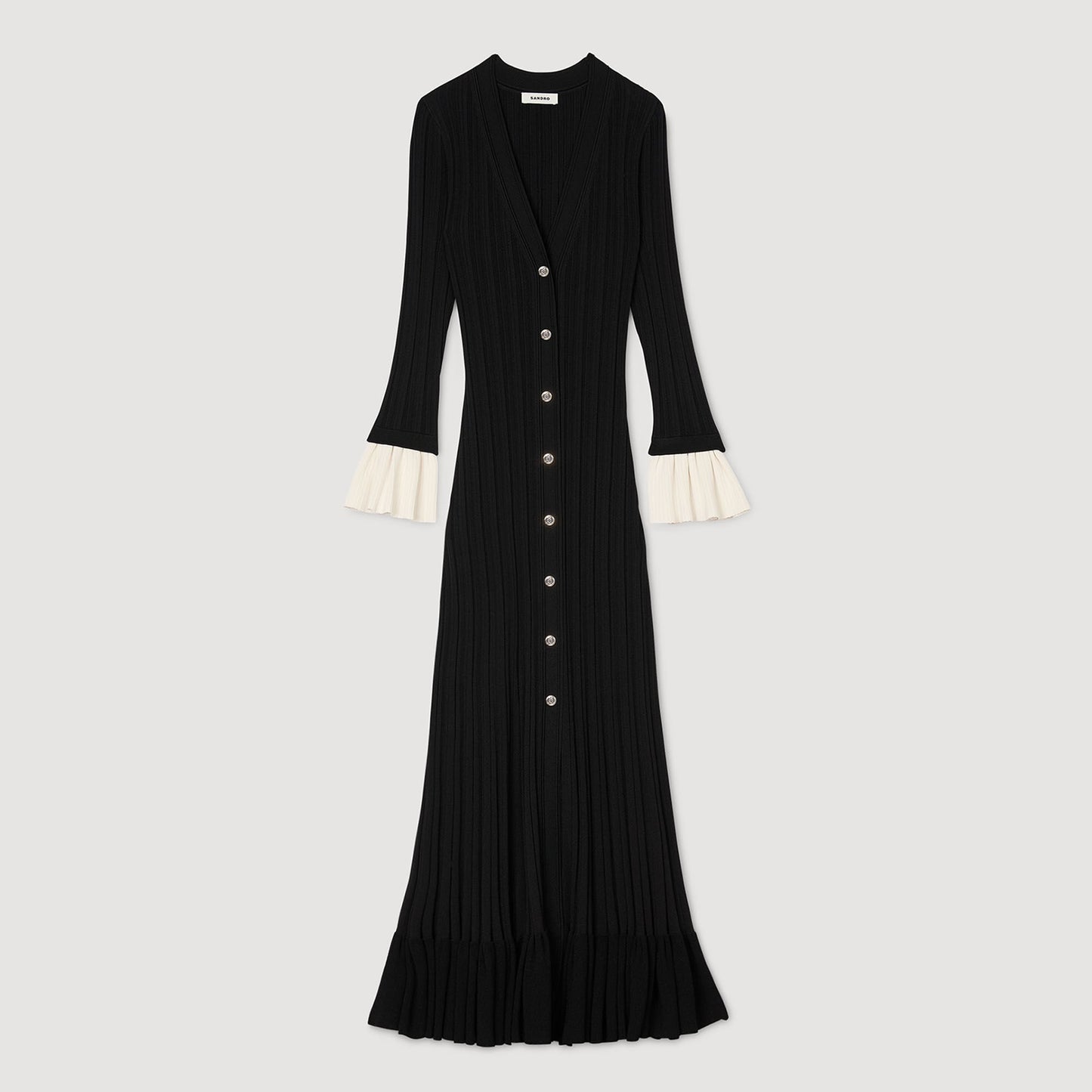 Sandro Two-tone knit maxi dress Black