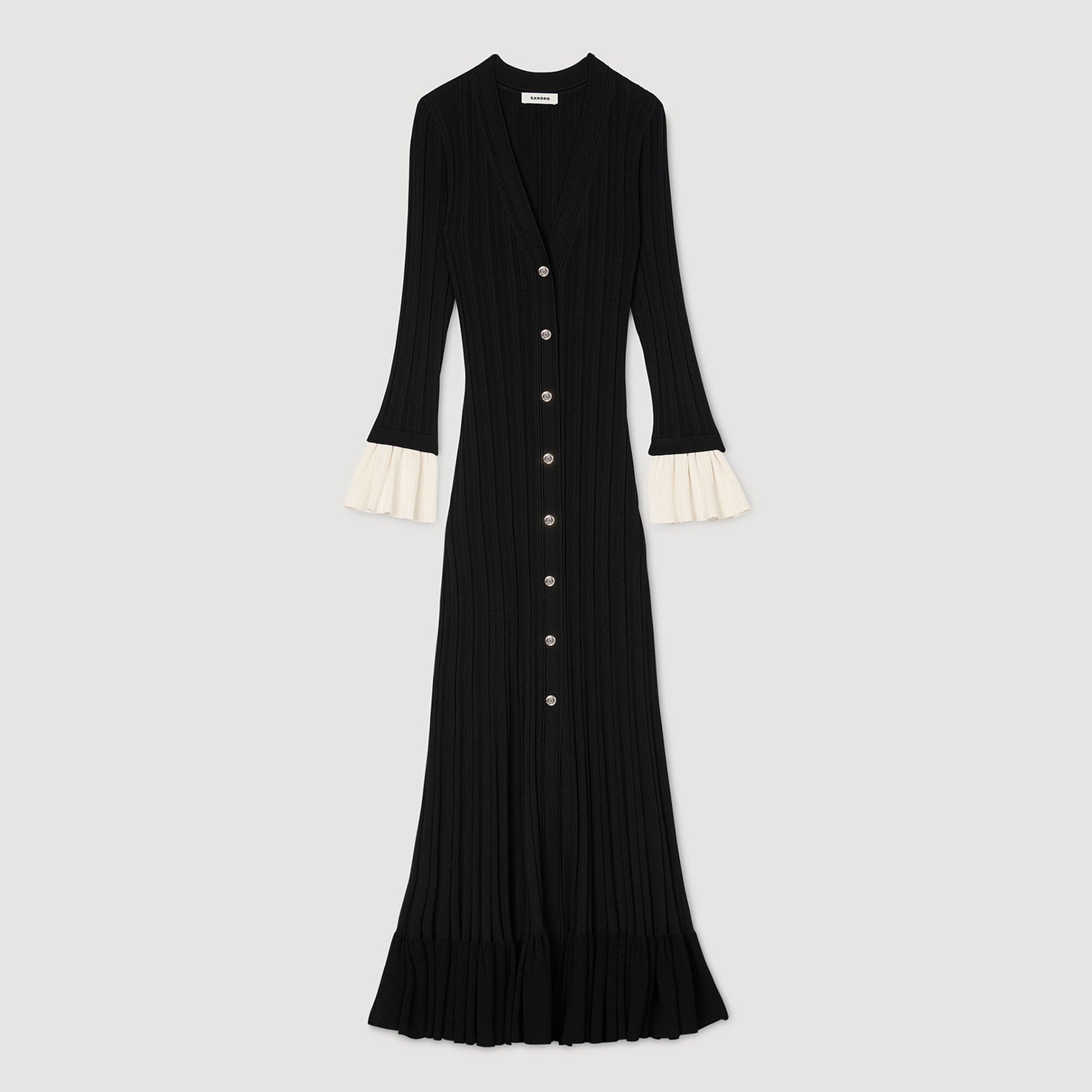 Sandro Two-tone knit maxi dress Black