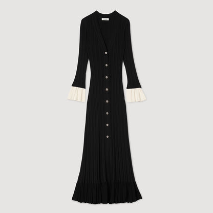 Sandro Two-tone knit maxi dress Black