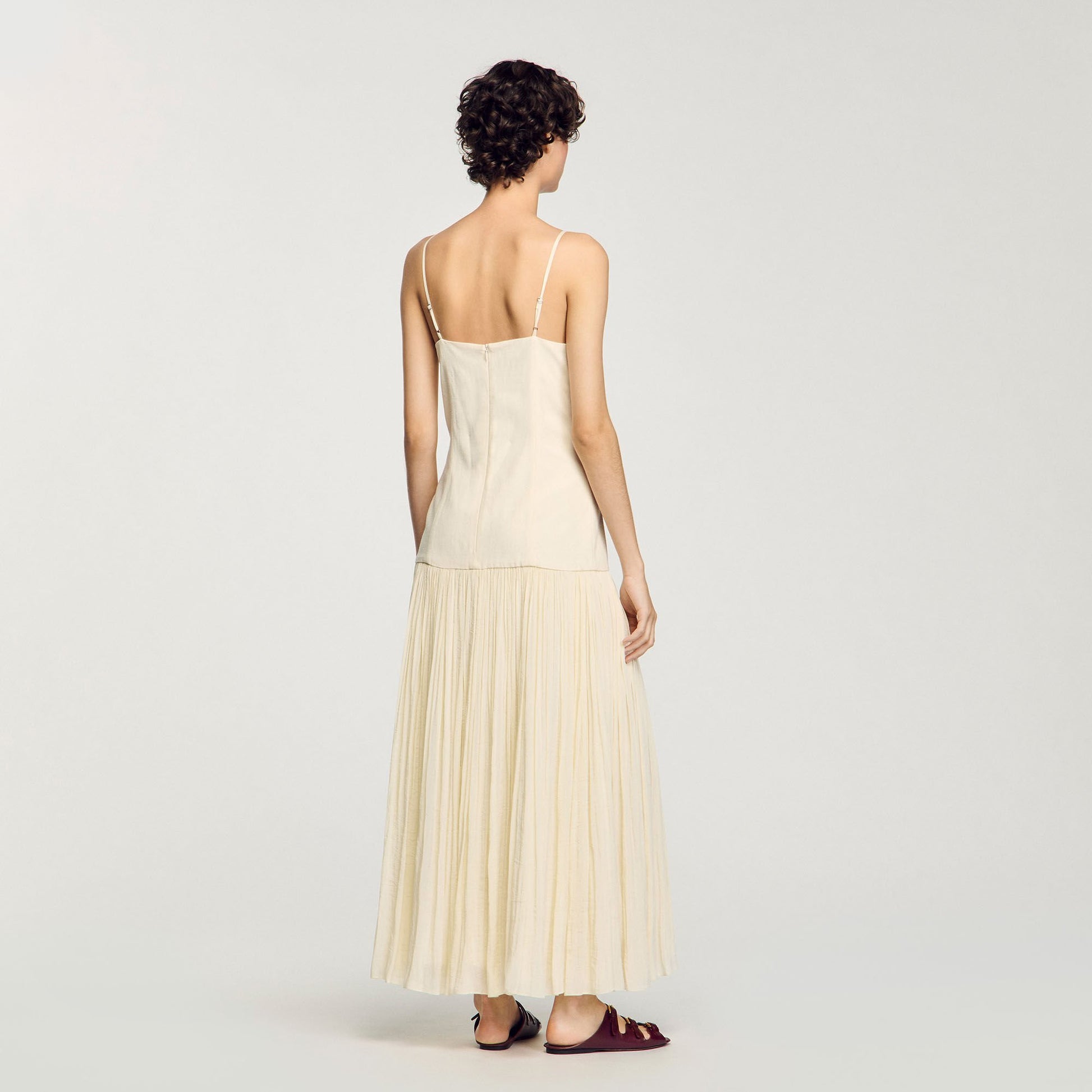 Sandro Pleated maxi dress Ecru